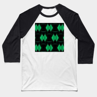 green diamond shape repeating on black background Baseball T-Shirt